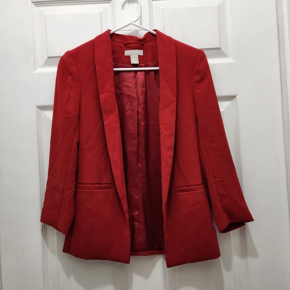 H&M Red Open Blazer